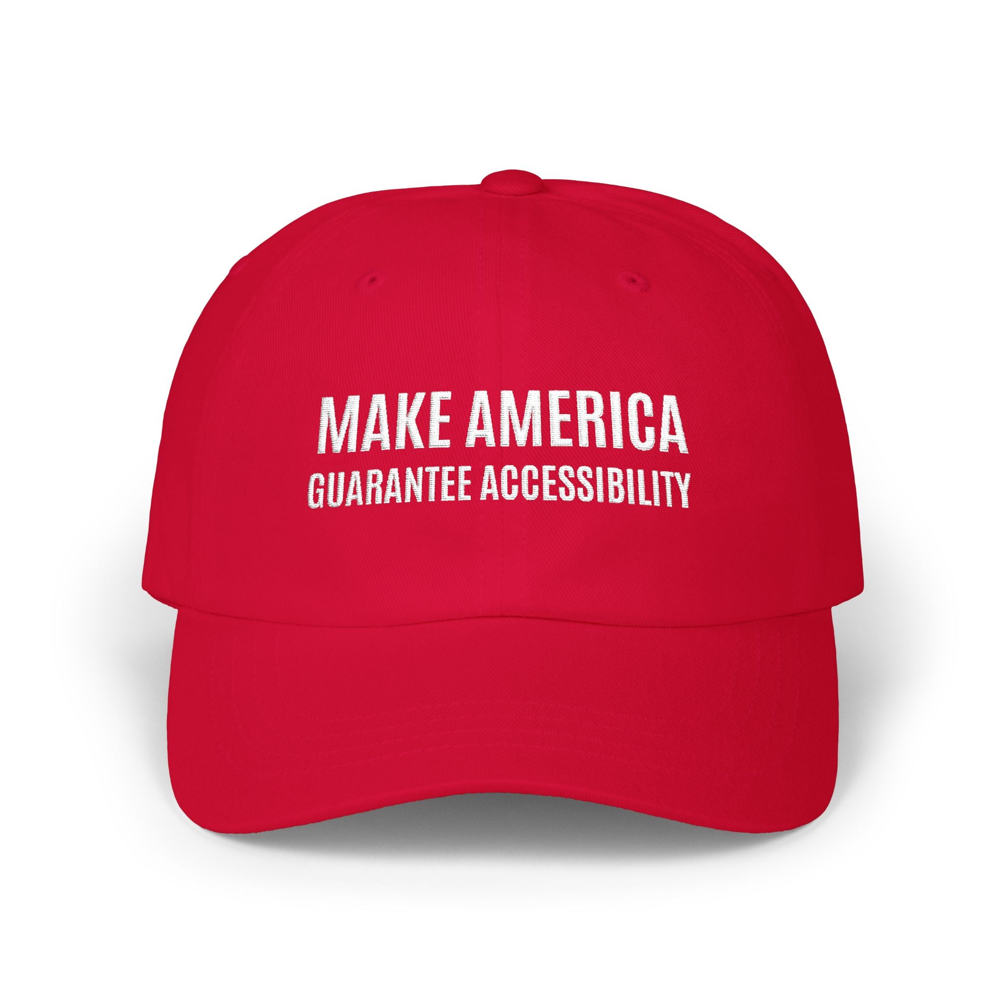 Dad Cap — "Make America Guarantee Accessibility" Embroidered Red Hat