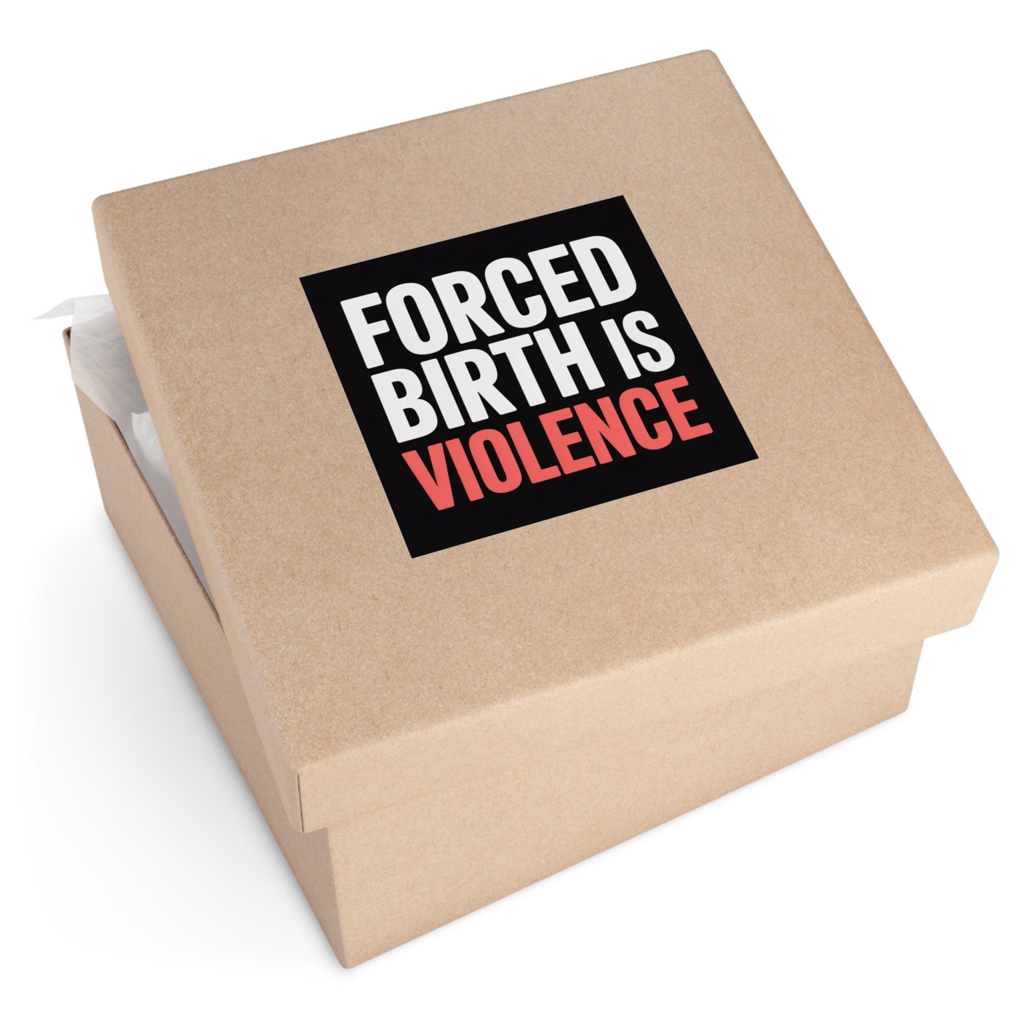 Square Vinyl Sticker — “FORCED BIRTH IS VIOLENCE” Bold Protest Decal